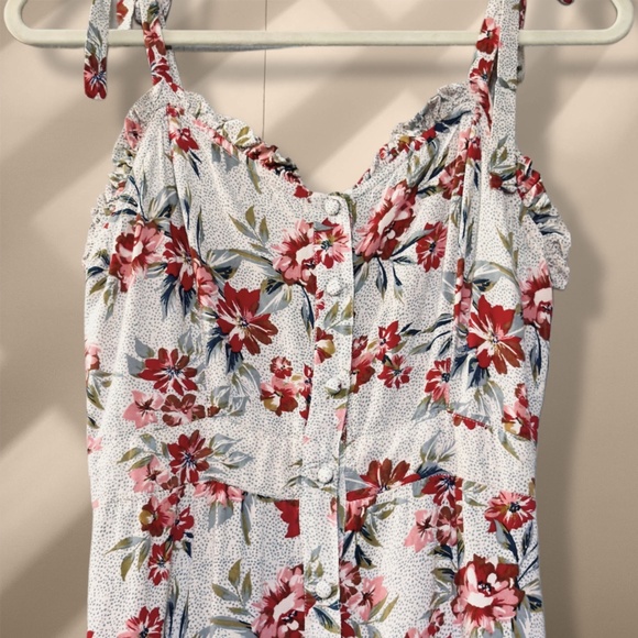 "Angie" Boho Hi-Low Hem Midi Floral Dress – Size M – Tie-Up Shoulder - Picture 3 of 4